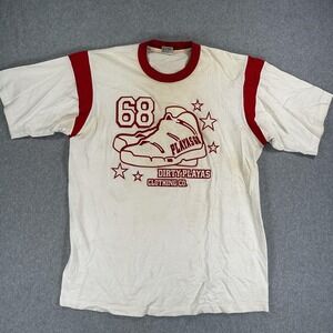 Vintage Double Line Shirt Mens XL White Red Ringer 68 Dirty Playas Graphic 90s